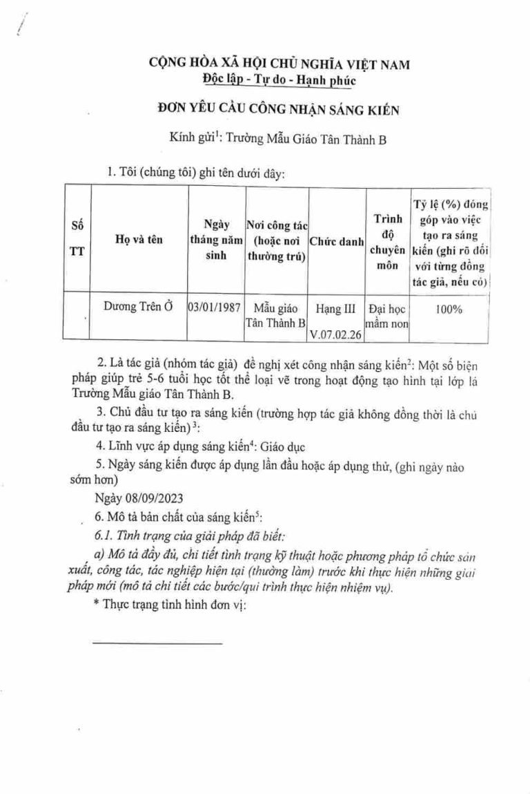 DƯƠNG TRÊN Ở - MGTTB - Đơn yêu cầu công nhận sáng kiến_1