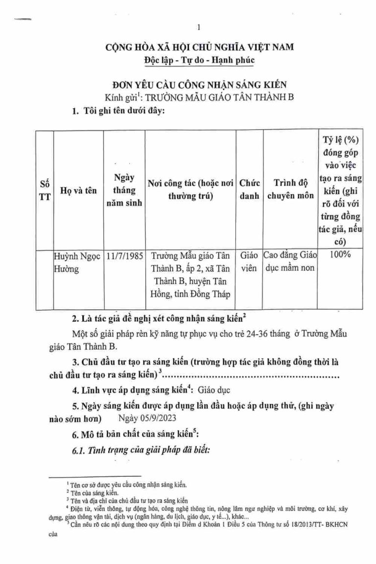 HUỲNH NGỌC HƯỜNG - MGTTB - Đơn yêu cầu công nhận sáng kiến_1